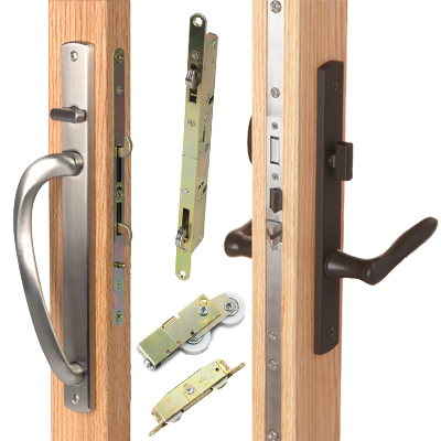 Swinging patio door lockset